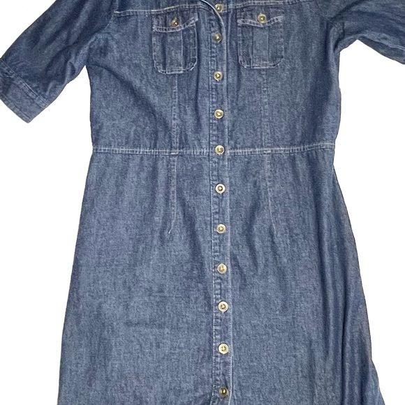 Large Blue Jean Dress by Cherokee long Jean skirt one piece Cherokee Jean Dress - Picture 3 of 11